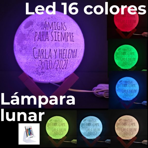 Lámpara lunar 3D 16 colores