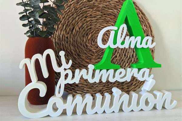 Letras primera comunión + Inicial 3D